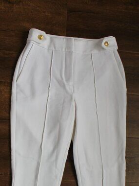 NWOT White Dress Pants with Gold Buttons